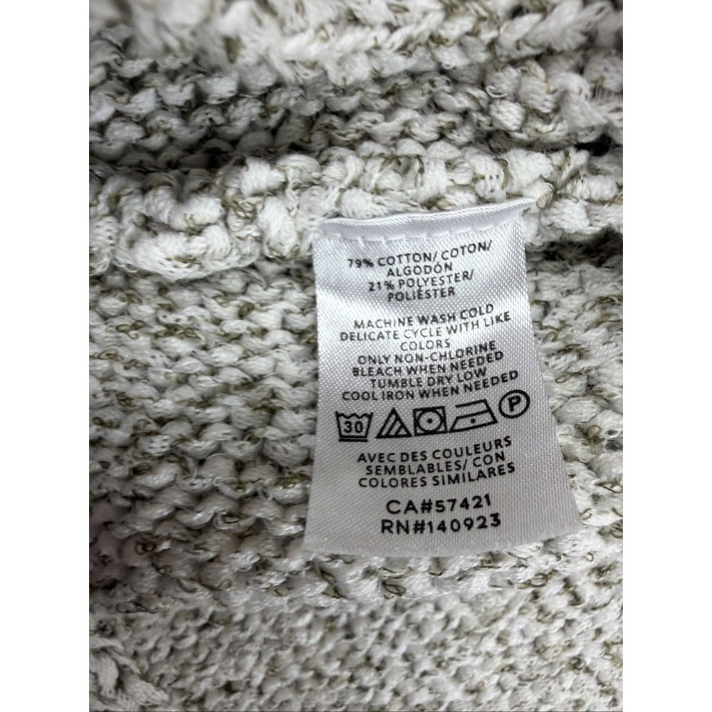 LOFT Outlet Knit Pullover Top Sweater Size L Gray Ivory 3/4 Career Cotton Blend - Picture 8 of 16
